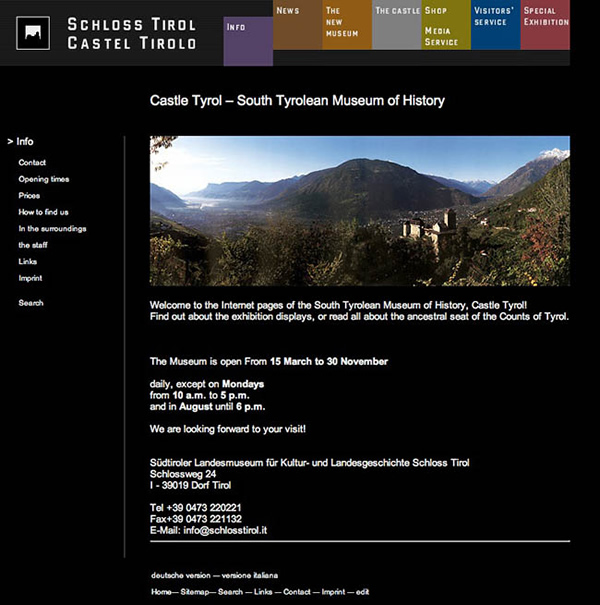 Schloss Tirol home page