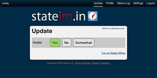 State I'm in update status page